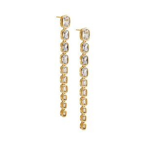 By Adina Eden CZ Bezel Baguette Graduated Drop Stud Earring